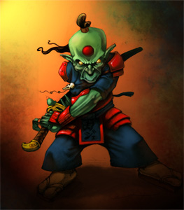 Character design samurai goblin