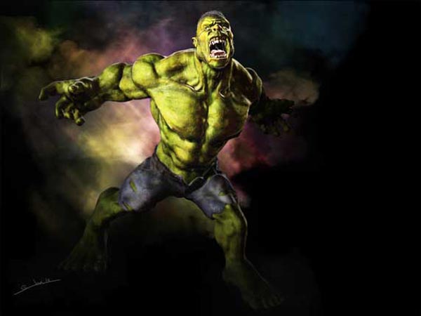 The Hulk gritando